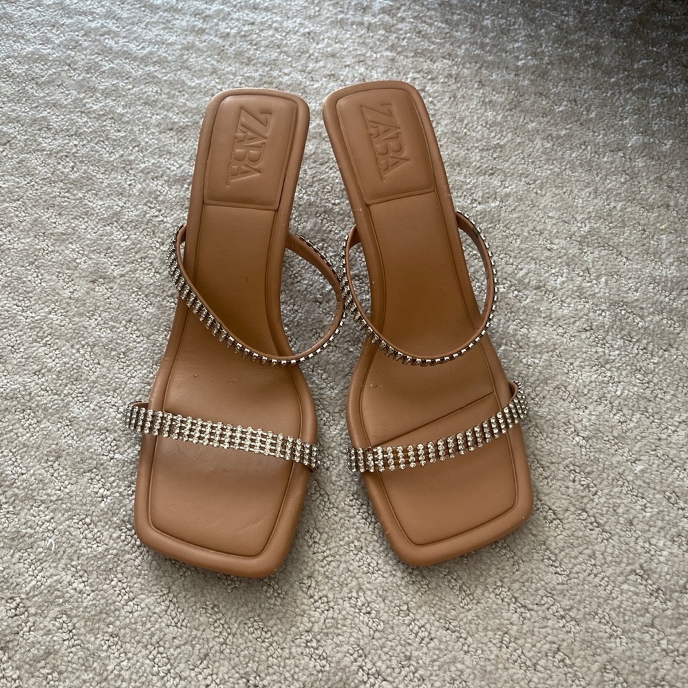 Zara heeled sandals - nude - size 10 (42)